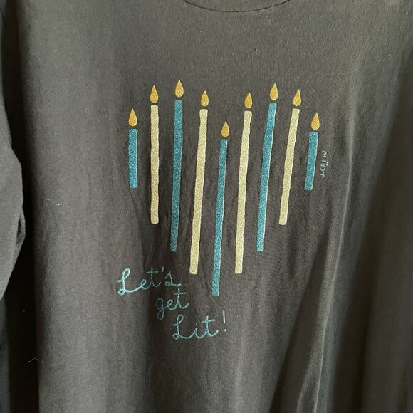 J.Crew Factory Sz L Menorah Candles Heart Lets Get Lit Graphic Collector Tee NWT - Picture 3 of 9